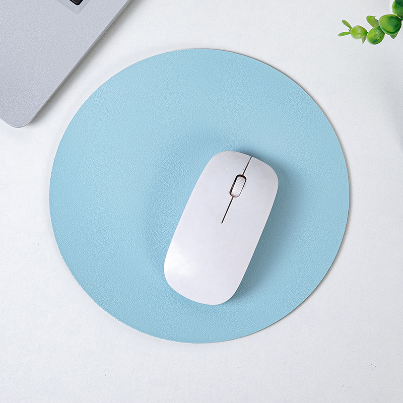 Picture of Small Fresh Round Leather Mouse Pad small size Solid Color Portable Simple Leather Office Desk Mat Computer Mouse Mat