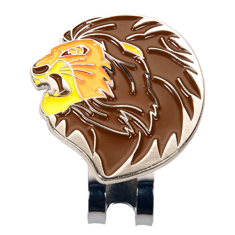 Factory self-supply clip lion head marker mark make golf cap clip with magnet ball mark