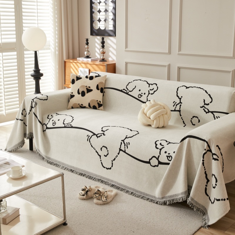Nordic Simple Four Seasons Universal Cartoon Sofa Cover Cloth Chenille Full-Covered Sofa Cover Blanket Modern Sofa Towel