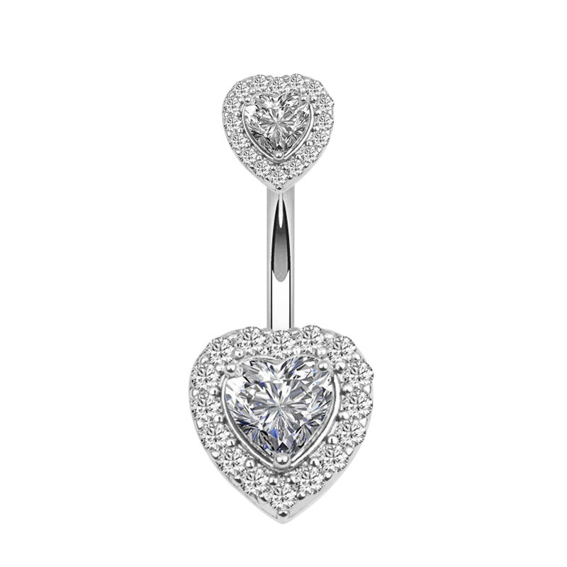 Picture of European and American New Love Navel Ring Creative Zircon Navel Button Navel Ring Piercing Jewelry