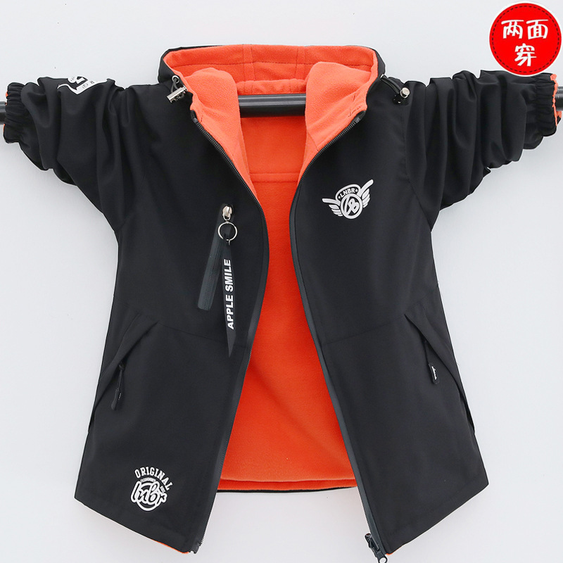 Picture of Boys Wear Overcoat 2025 New Spring and Autumn Dress fleece-lined Top Children's Double-sided Cardigan