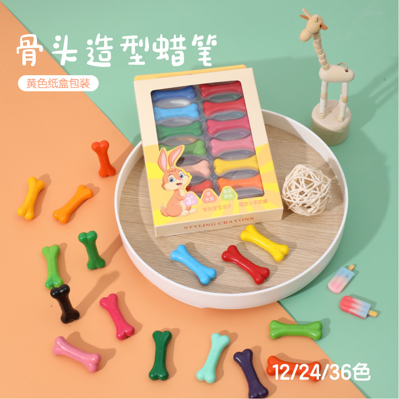 Tidal temperature non-dirty hand plastic crayon 12-color painting 24-color 36-color painting shape peanut crayon baby graffiti pen