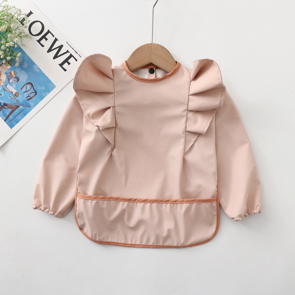 Picture of Danish Children's Overalls Long-Sleeved Wings Eating Clothes Baby Retro-Dressing Baby Soft PU Waterproof Anti-Dirty Feeding Clothes
