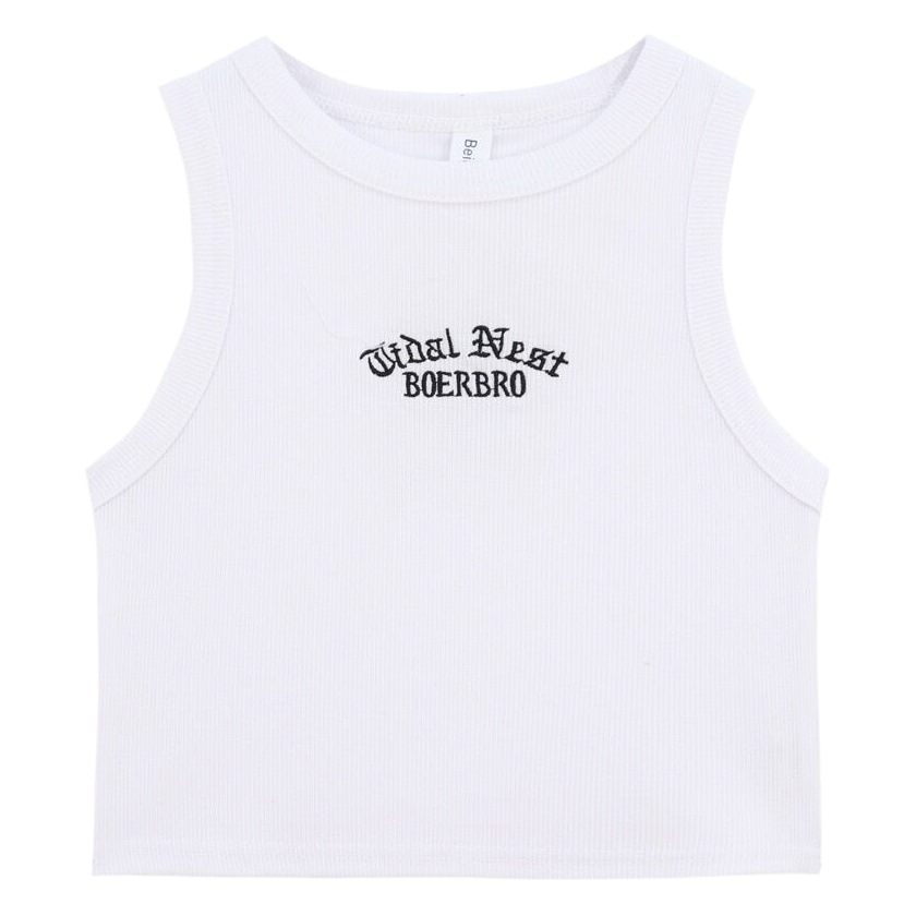 White Vest Women's Embroidered Inner Thread Sleeveless Sling Short Base Knitted Top for Outer Wearing Design Internet Popular