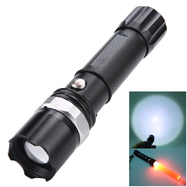 Flashlight led outdoor strong light rechargeable aluminum alloy three-block zoom long-shot flash multi-function strong light flashlight