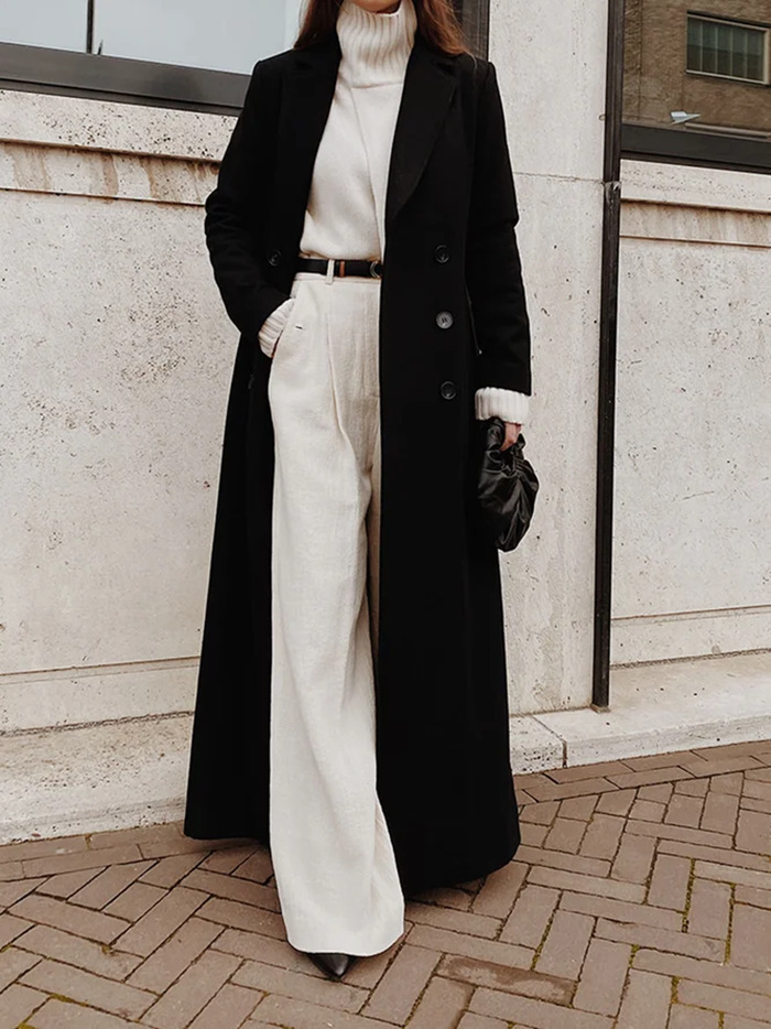 2025 autumn and winter Europe and the United States cross-border women's clothing Amazon casual long solid color warm woolen coat coat