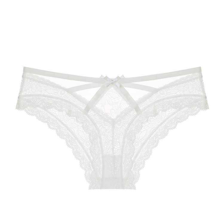 Picture of French Style Sexy Bow Romantic Lace Ultra-thin Breathable Comfortable Women's Low Waist Briefs