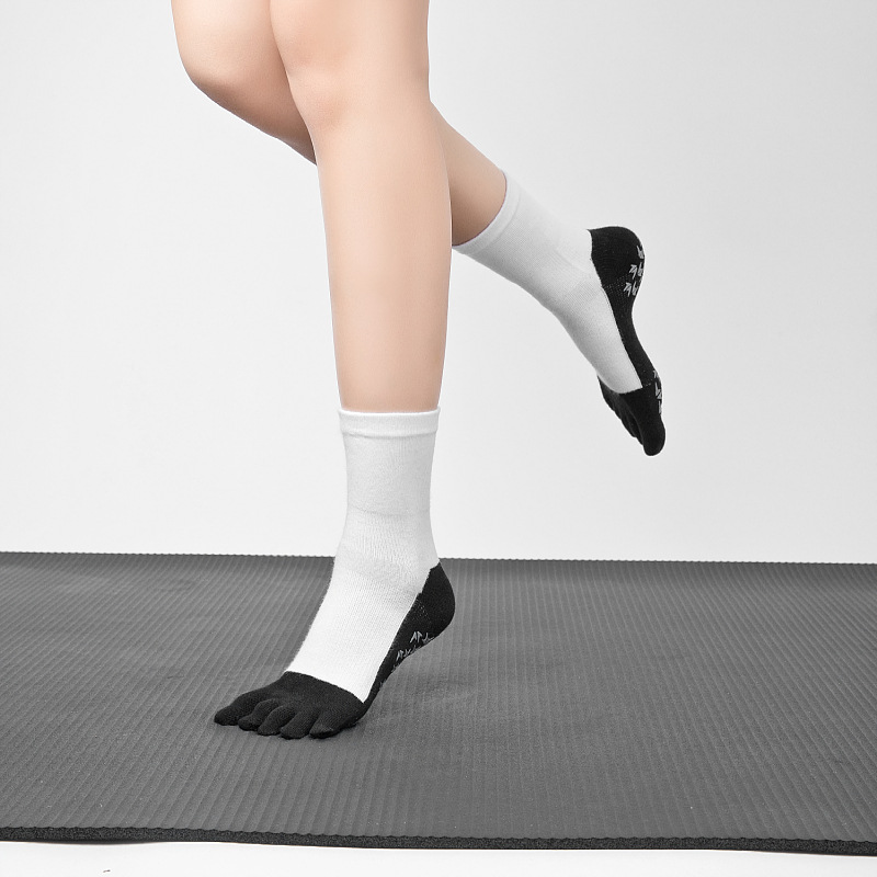 Picture of Yoga Socks for Women, Professional Non-Slip Socks, Mid-Calf Cotton Long Sports Socks, Calf Socks, Floor Five-Finger Yoga Socks