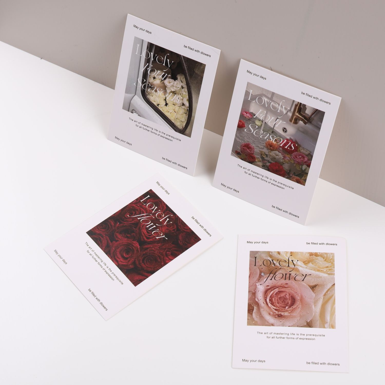 Ins English beautiful flower shop greeting card flower bouquet message blessing postcard tulip decoration greeting card floral art