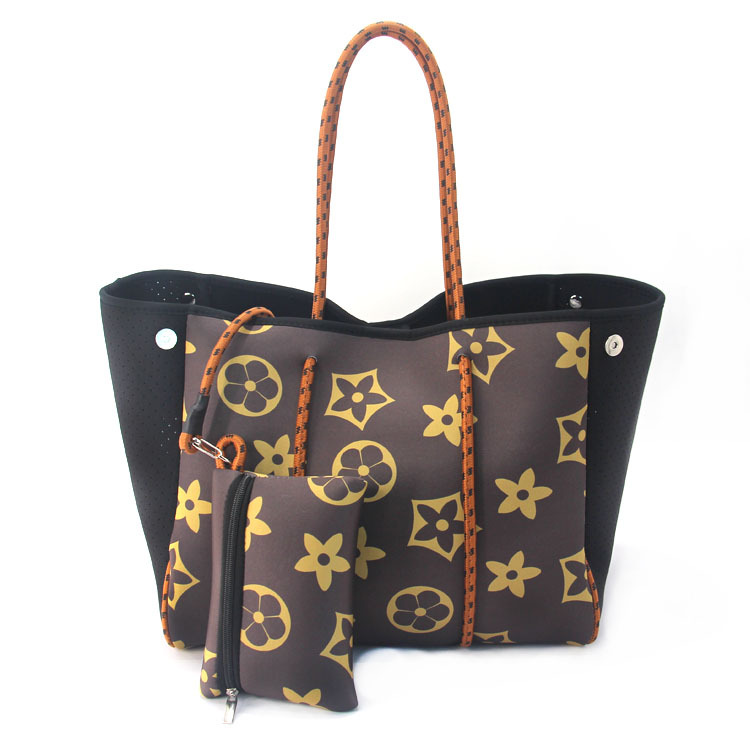 Picture of Diving Material Perforated Beach Bag European and American Fashion Portable Shoulder Strap Mother Bag Outdoor Casual Bag Portable Women's Bag for Women