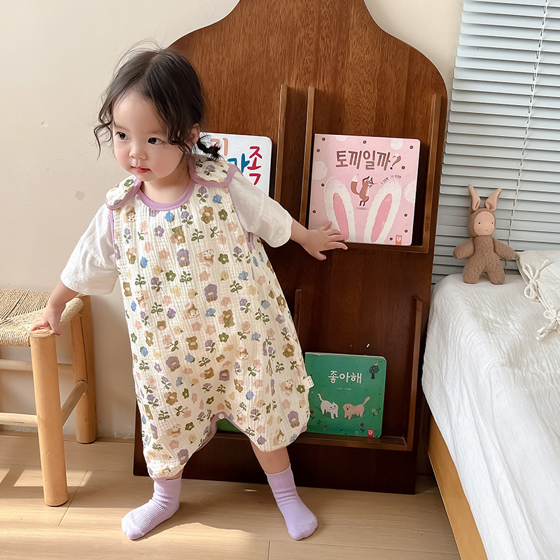 Picture of Baby Vest Sleeping Bag Summer Thin Gauze Pure Cotton Baby Kick-proof Sleeveless Children's Pajamas Air-conditioned Room Anti-cold