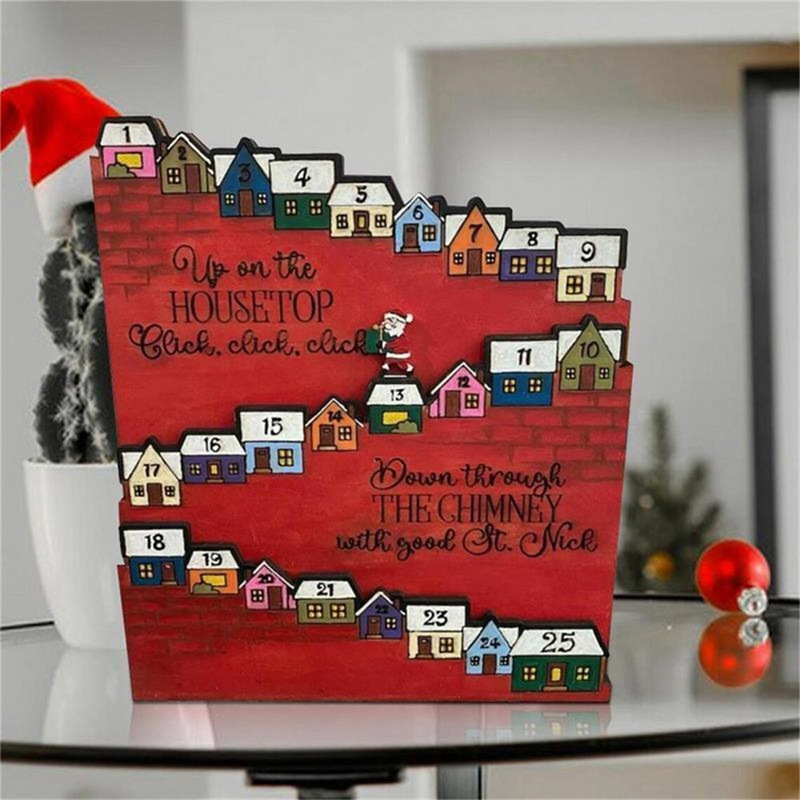 Santa Claus Castle Christmas countdown calendar advent Christmas gift wooden calendar decoration decoration table