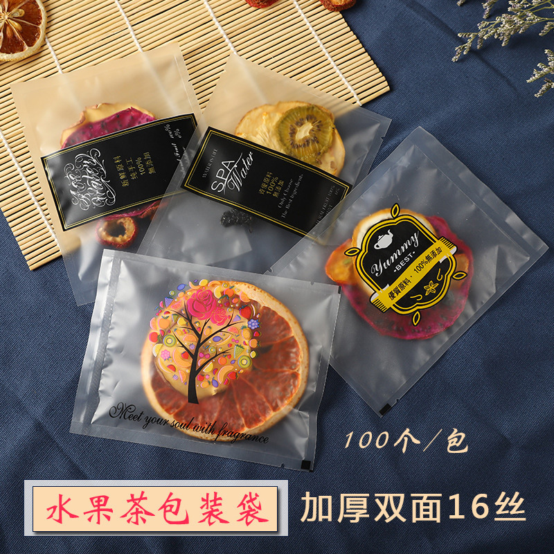 100 PCs thick fruit tea three-side sealed pocket transparent frosted scented tea dried fruit packaging bag in stock wholesale