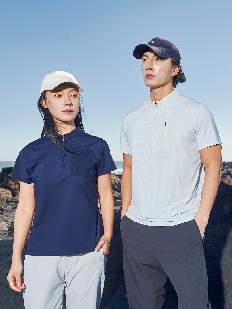 Stand Collar Quick-Drying T-Shirt for Men and Women in Summer New Ultra-Light Ice Silk Breathable Short-Sleeved Thin Cool Outdoor Sports Top