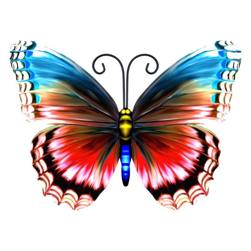 New Medium Four Color Butterfly Wall Hanging Home Craft Wall Decoration Iron Pendant Decoration Indoor and Outdoor Garden Decoration