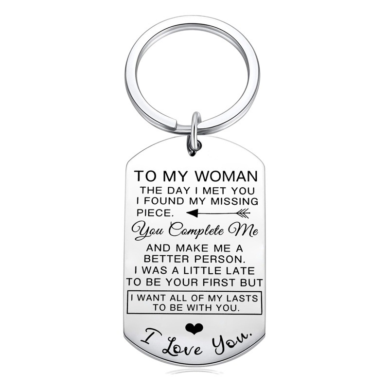 European and American to My Man/Woman Valentine's Day Stainless Steel Keychain Anniversary Gift Couple Military Card