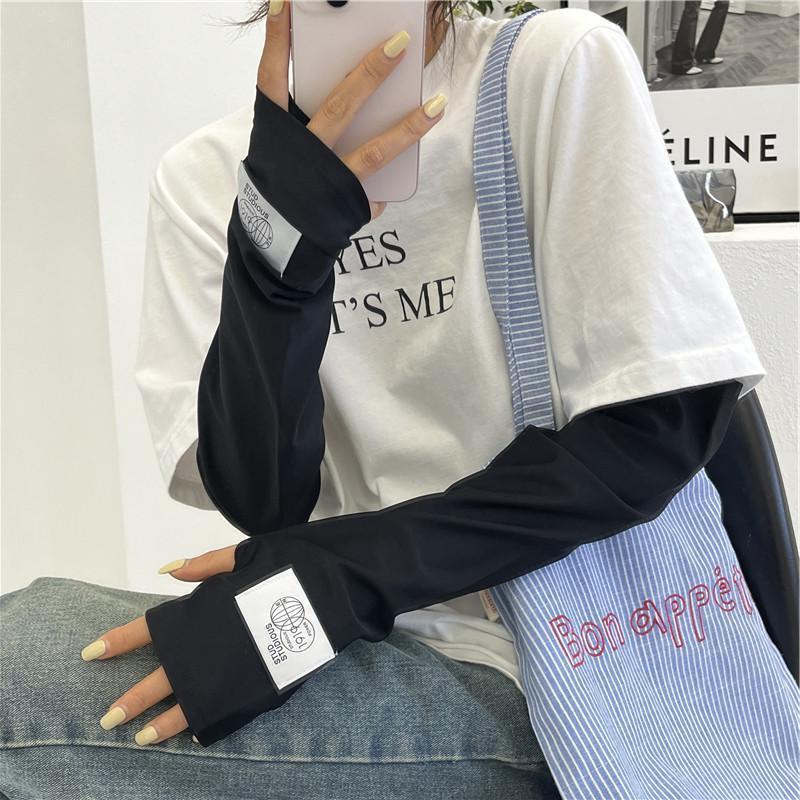 Picture of Summer Solid Color Sun Protection Sleeves Loose Ice Silk Driving Cycling Ice Sleeves Adjustable UV Protection Arm Sleeves