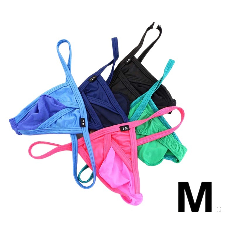 New men's stitching elephant trunk thong men's fashion sexy T pants silky breathable Men's underwear wholesale and retail