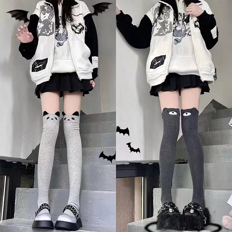 Soft Cute Cartoon Cat Socks Women's Japanese-style Cute Bear Stockings Spring and Autumn Over-the-knee All-match Slimming High Stockings