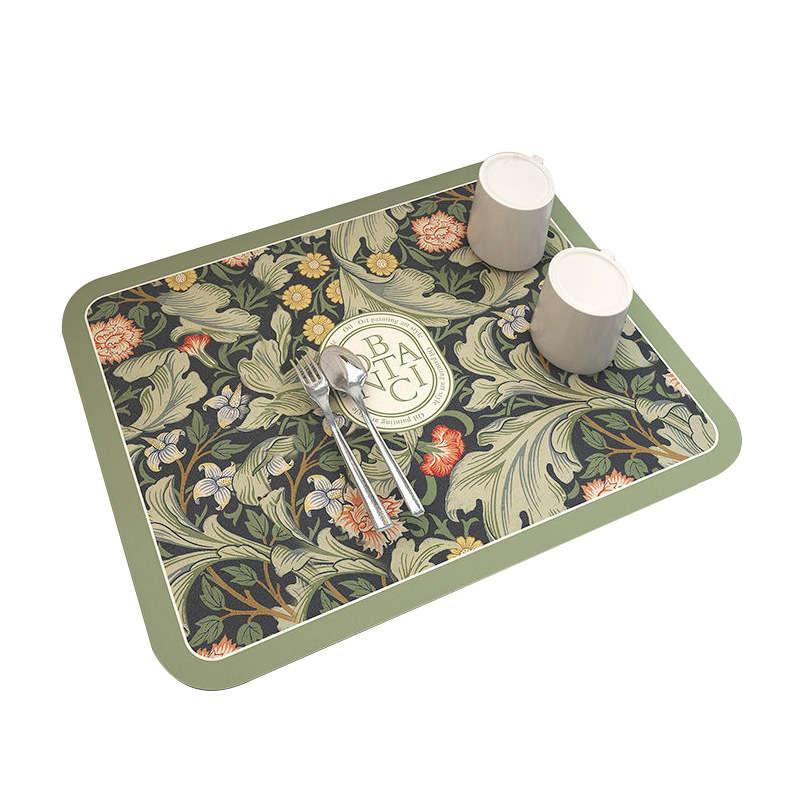 Picture of Diatom mud kitchen draining mat tableware Bowl plate control water mat disposable tea table bar table top dry absorbent mat