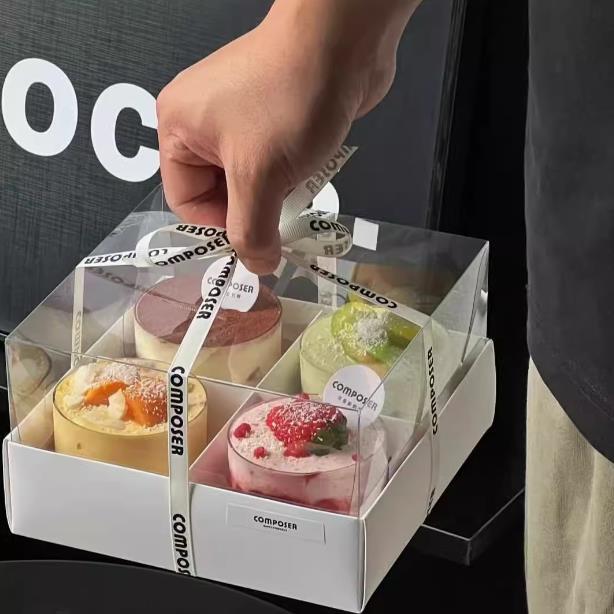 Four-Six-Square Grid Goddess' Day Spring Outing Picnic Box Takeaway Packing Box Afternoon Tea Dessert Box Western Pastry Cake Packaging Box