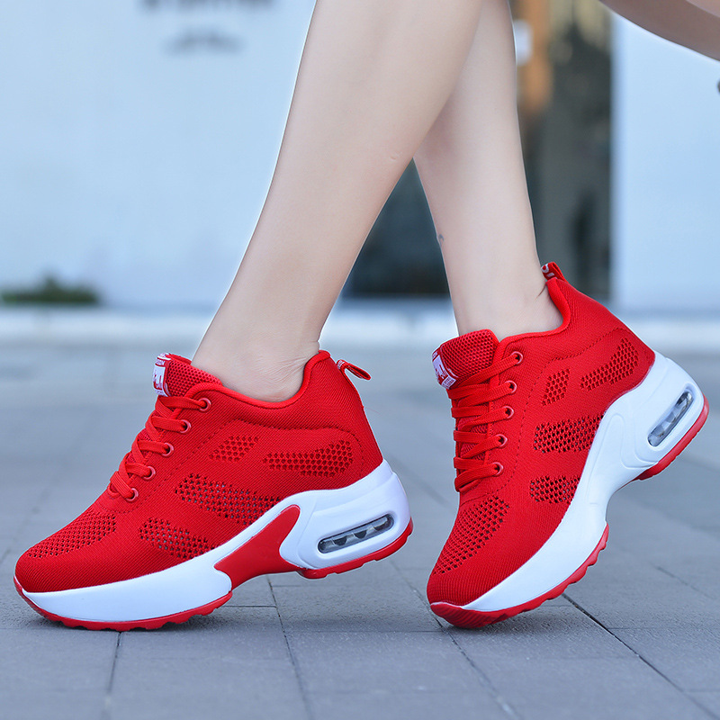 Inner Height Women's Shoes 2020 New Autumn Thick Black White Flying Weaving Shoes Casual Sports Shoes Flying Weaving