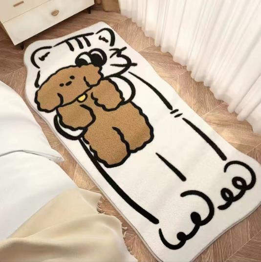 Picture of Cute Cartoon Cat Cashmere Carpet Ins Princess Bedroom Bedside Blanket Cushioned Cat Sense Balcony Bay Window Mat for Hair