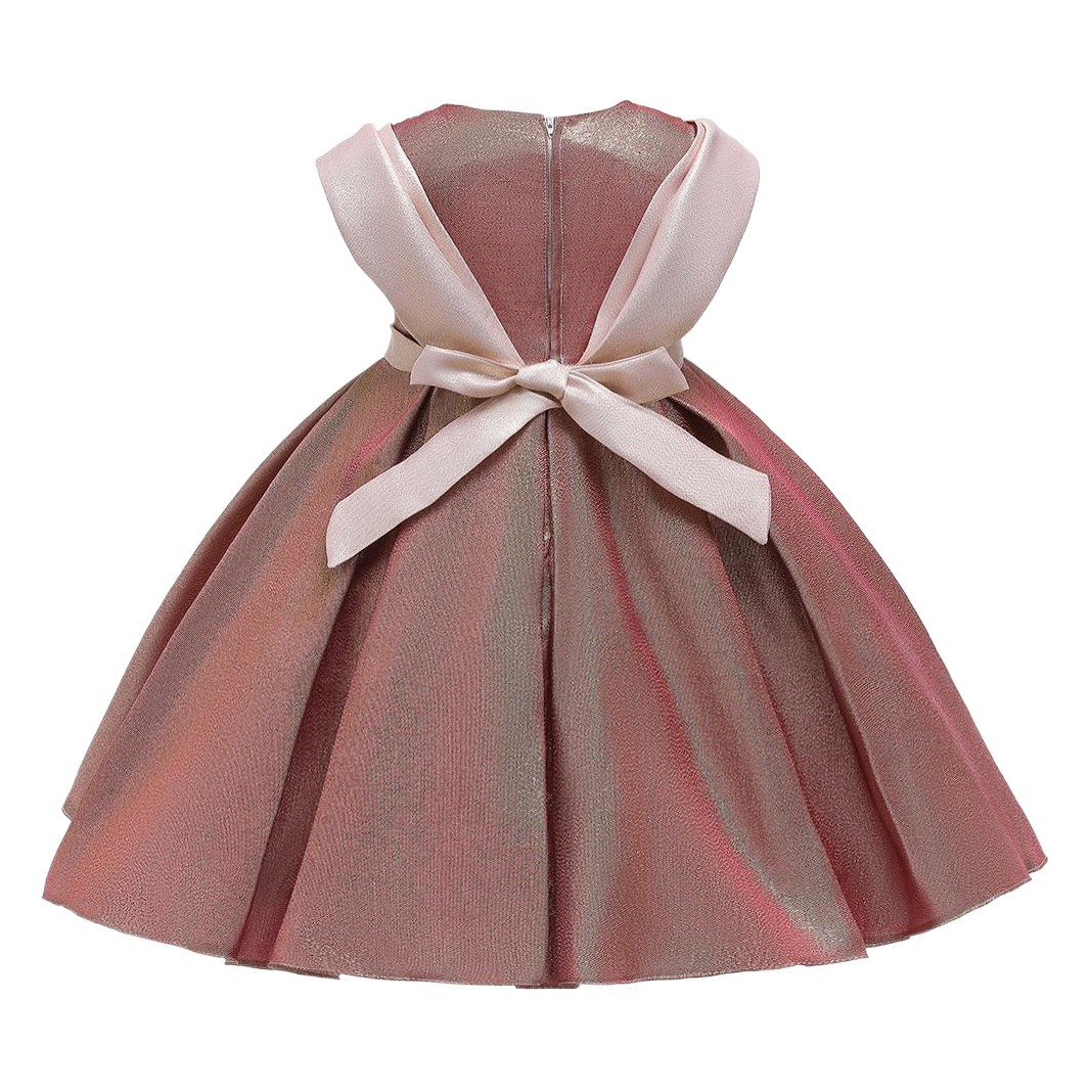 2024 New Children's Dress Girls' Two-Wear Stitching Pontoon Dress Gold Silk Cloth Princess Dress Flower Girl's Wedding Dress