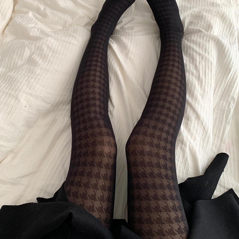 Picture of TikTok Explosions Black Silk Stockings Women's Sexy Slimming Side Vertical Stripe Black Stitching Pantyhose Instagram Style Trendy Stockings