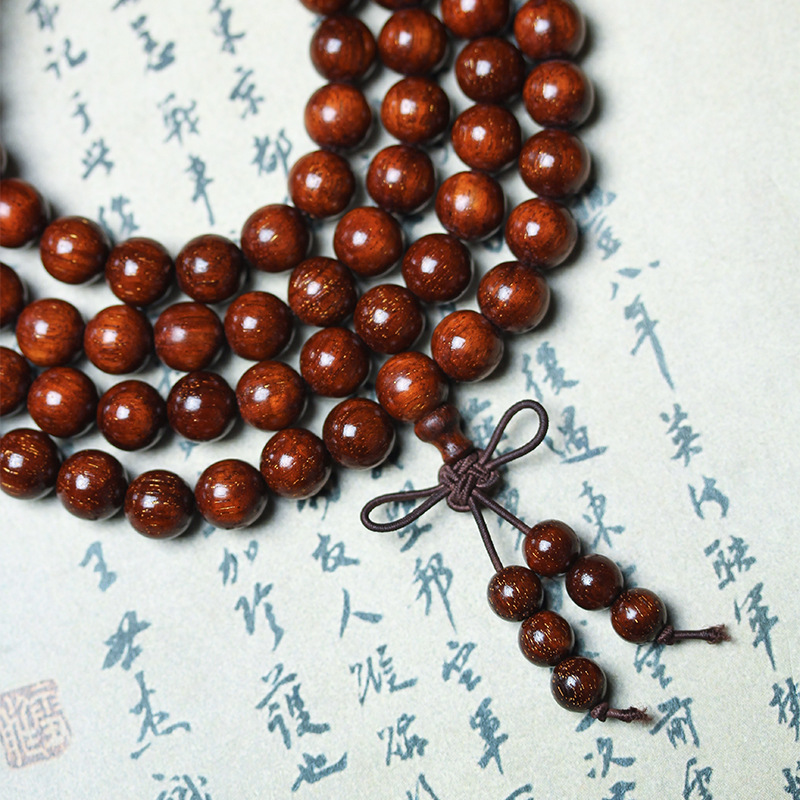 Picture of Natural Indonesia True Venus Leaflet Rosewood High Density Submerged Blood Sandalwood 108 Buddha Beads Plate Wen Play Men's and Women's Handstrings