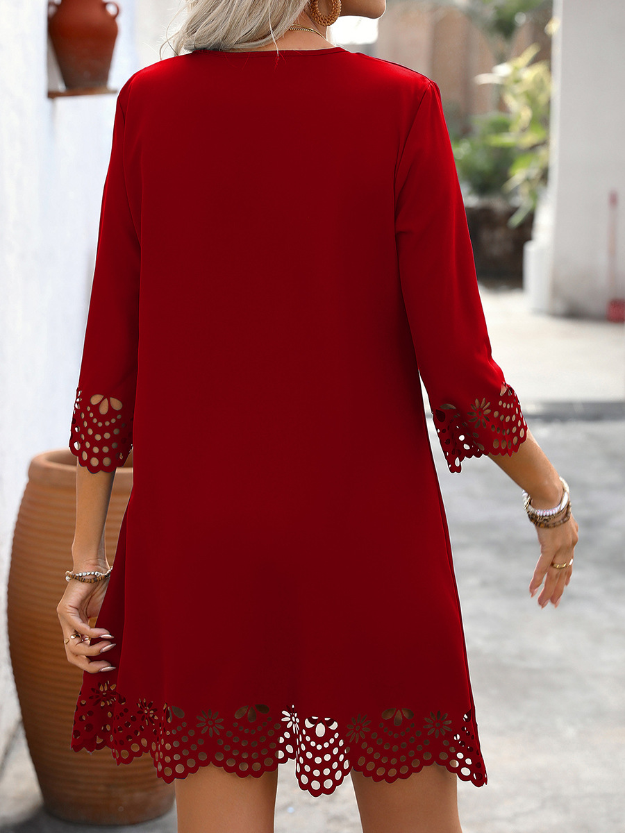 Picture of Amazon Export Women's Cross-Border European and American Style Dress 2025 Spring and Summer New Vacation Burnt Flower Half-Sleeved A-Line Skirt