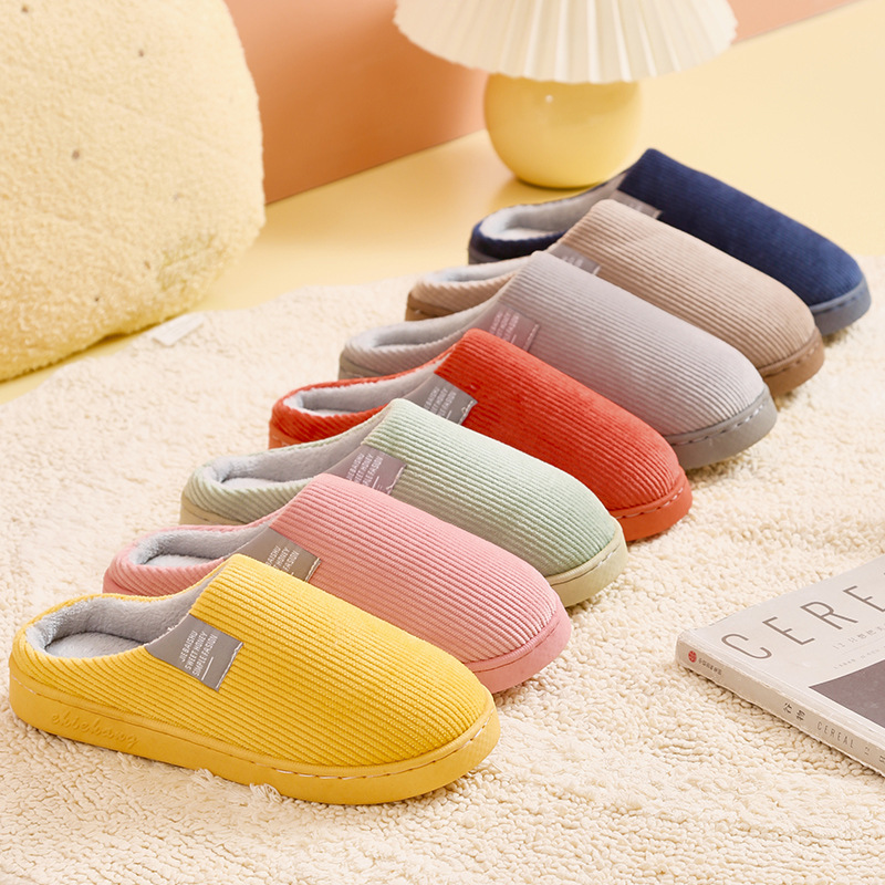 Household Autumn and Winter Cotton Slippers Women's Home Women's Non-slip Thick Bottom Couple Men's Indoor Moon Wool Plush Winter