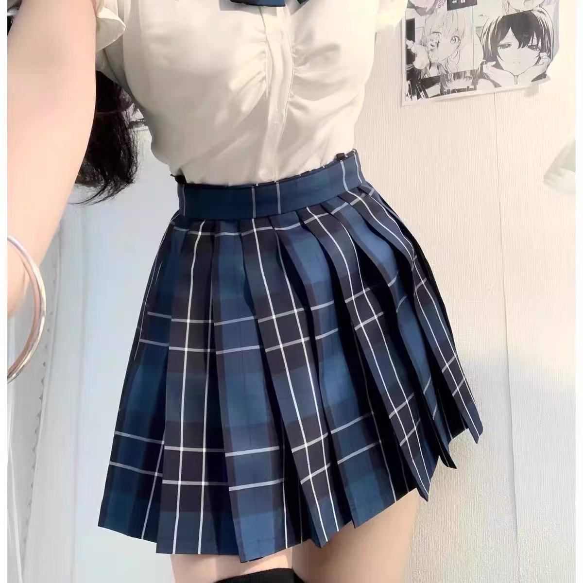 Picture of New JK Uniform suit Wholesale Pepper Plaid Skirt Campus College Plaid Pleated Skirt Sweet Half Skirt