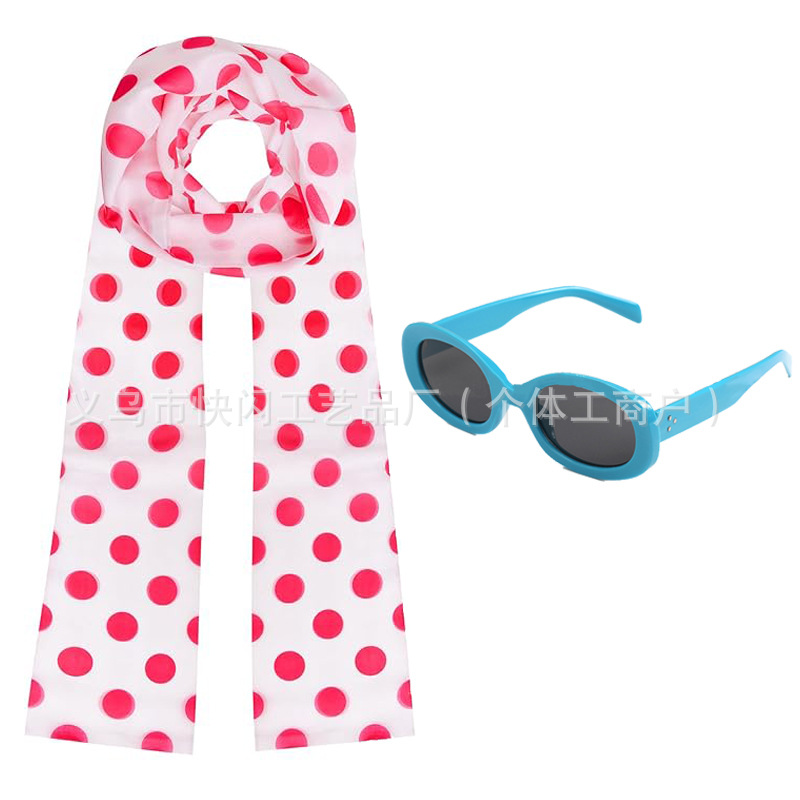 New Halloween Cosplay Sunglasses Pink Polka Dot Scarf Costume Minions 56