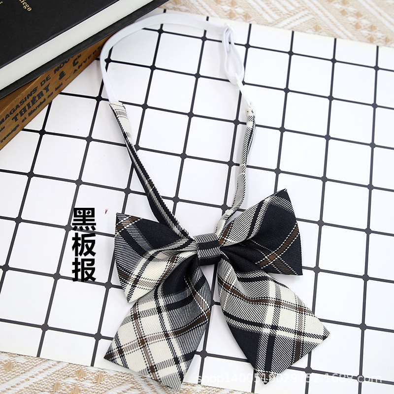 Picture of Hot-selling College Style Oka Pear Field Soot Black Bow Plaid Flat Horn JK Collar Bow Tie Shirt Accessories