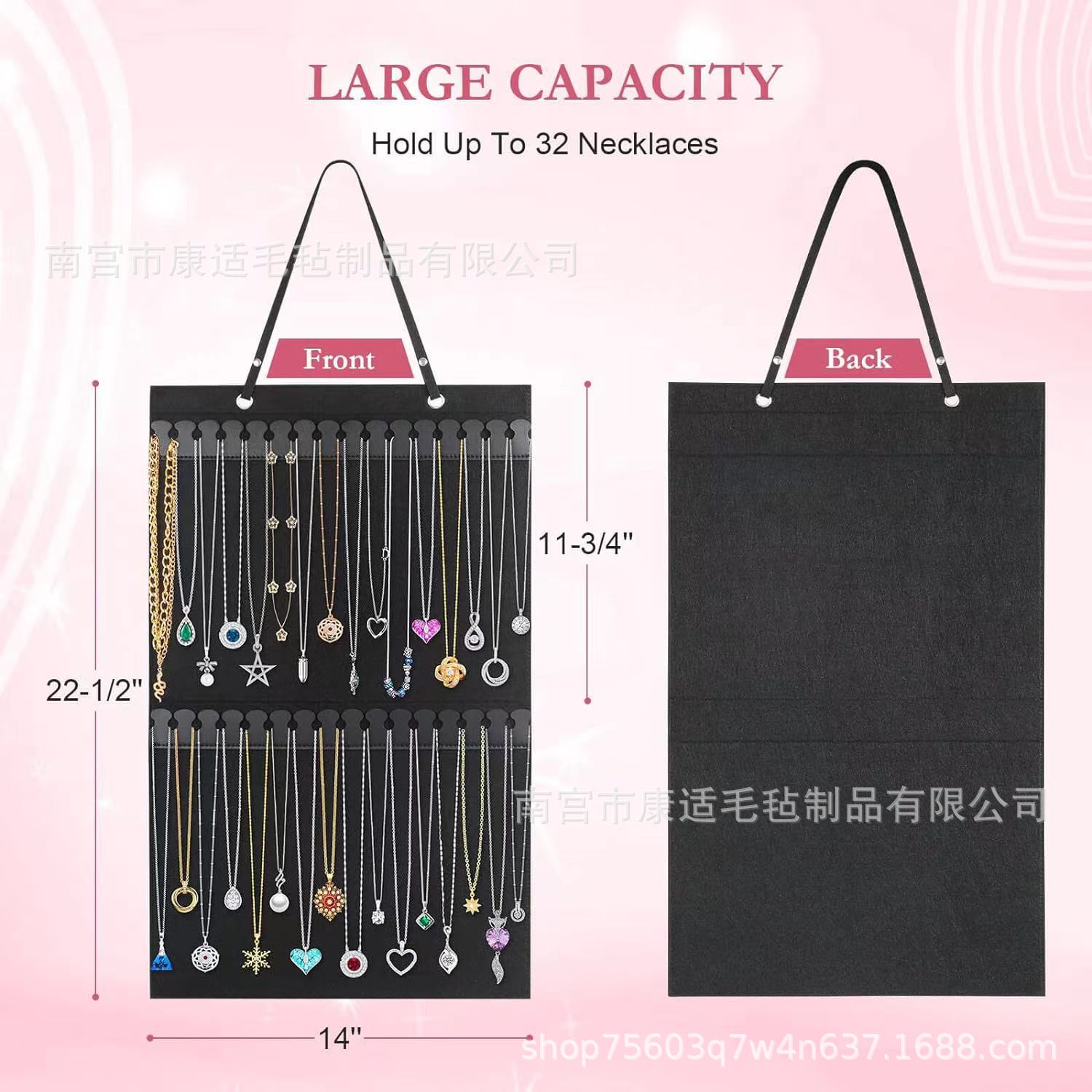 Cross-border Felt Jewelry Necklace Storage Hanging Bag Jewelry Storage Bag Wall-mounted Necklace Display Rack Storage Bag Finishing