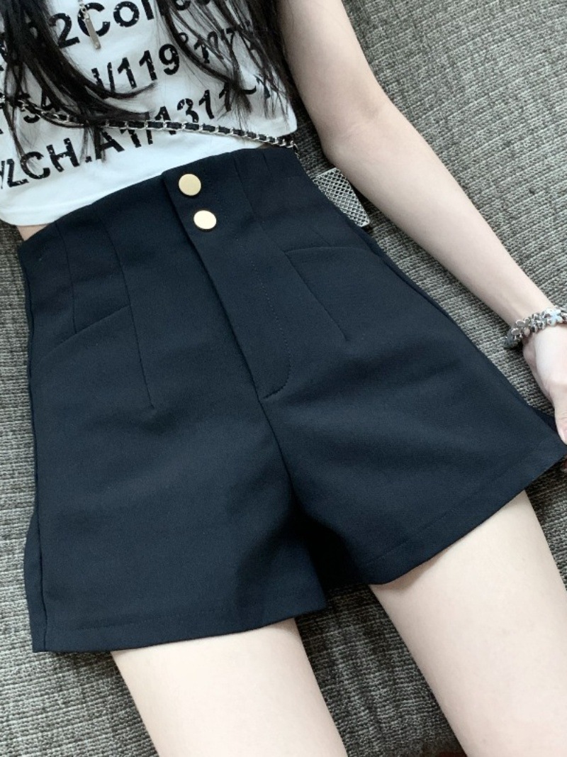 Black Suit Shorts Women's Summer Small Fashionable Matching High 2024 New High Waist A- shaped Sexy Hot Pants
