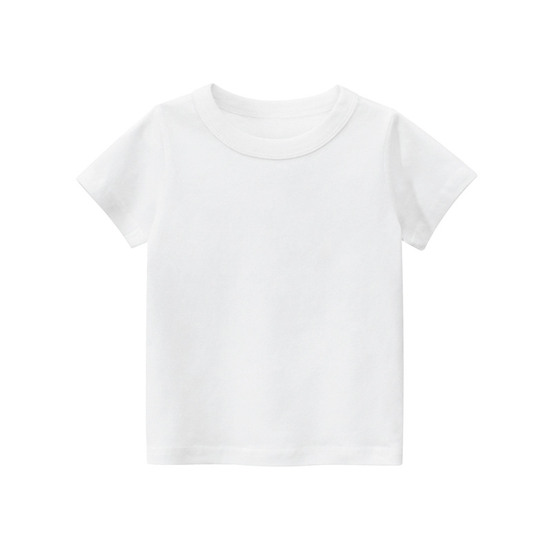 Picture of 27Kids Kidsren's Clothing Summer 2025 Kidsren's Short-Sleeved T-Shirt Advertising Shirt Korean Style Pure Color Unpatterned Kidsren's Clothing