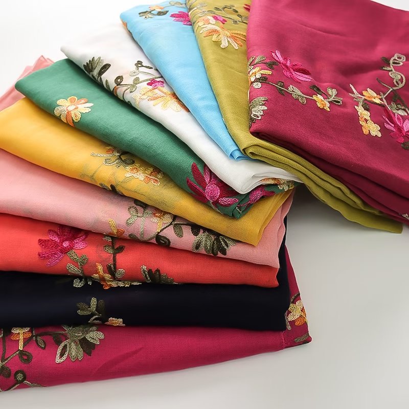 Cross-border Lightweight Breathable Cotton and Linen Embroidered Scarf Ethnic Fashionable Soft Women's Sunscreen Scarf Capable Shawl
