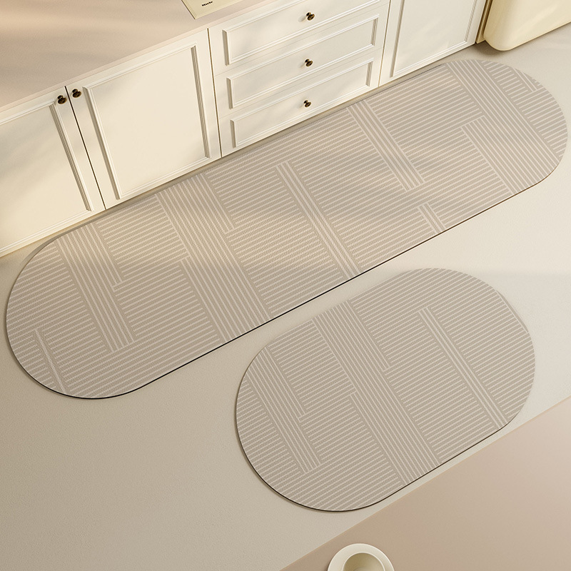 Picture of Japanese Style Line Diatom Mud Water Absorbing Oil Kitchen Mat Light Luxury Bathroom Non-Slip Floor Mat Bathroom Quick-Dry Door Mat