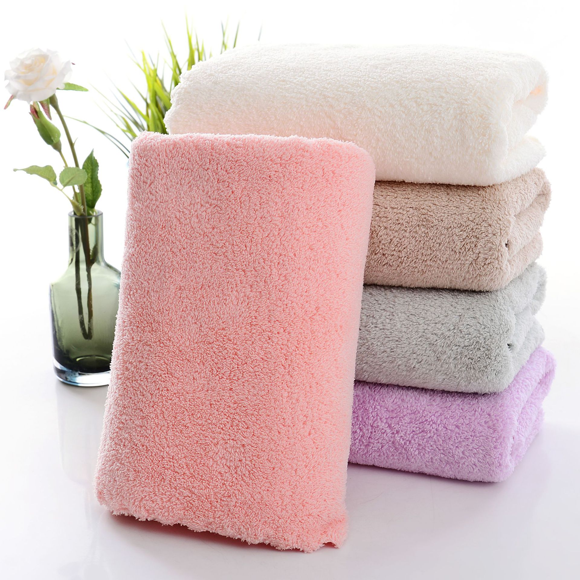 Picture of Coral Fleece Towel Plain Wash Face Towel Soft Absorbent Gift Household Not Easy to Send