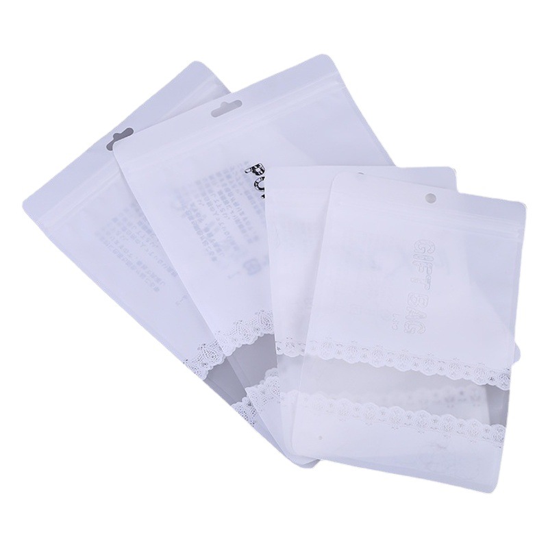 Factory Wholesale Classic Mute Film Japanese White Lace Garment Packaging Bag Panties Leggings Ziplock Bag