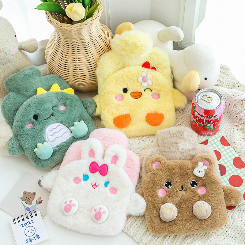Rabbit Hot Water Bottle Winter Cartoon Pvc Thickened Water-Filled Hot Water Bottle Cute Plush Belly Warmer Water-Filled Hand Warmer