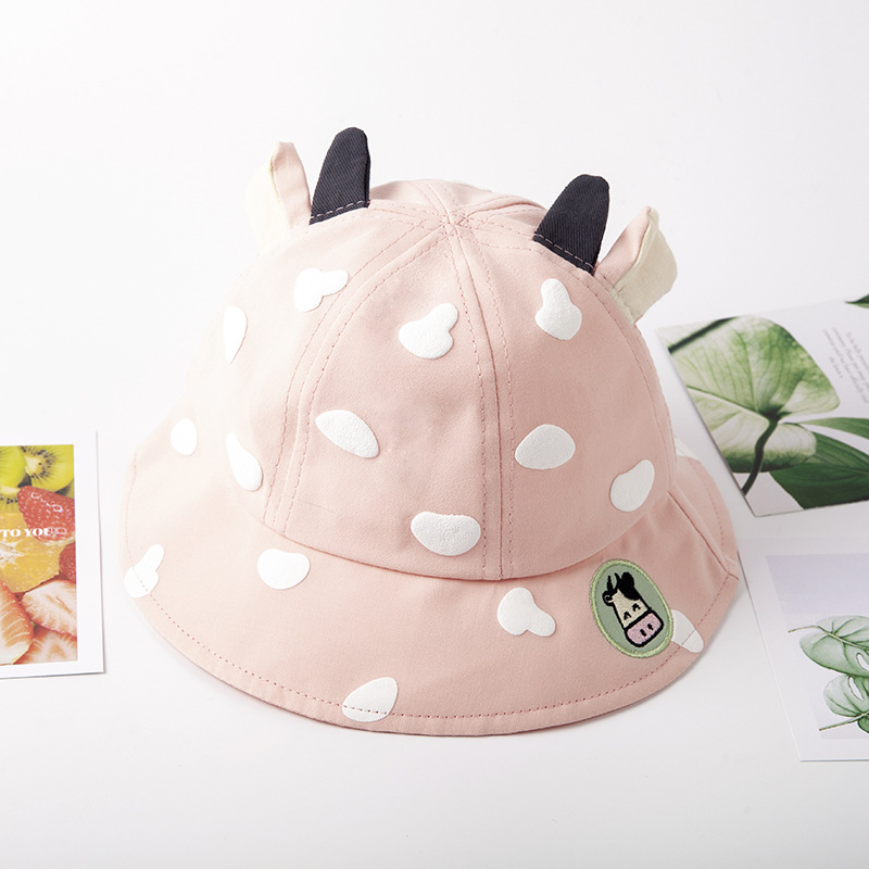 Picture of Baby Hat Spring and Summer Korean-style Sunshade Basin Hat for Boys and Girls Cute Cow Super Cute Breathable Net Fisherman Hat