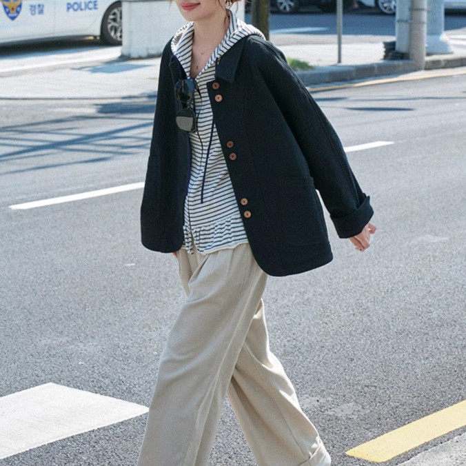"Sketch Workroom" "Friedtimes" 24AW New Texture Nordic Retro Short Windbreaker Suit Jacket