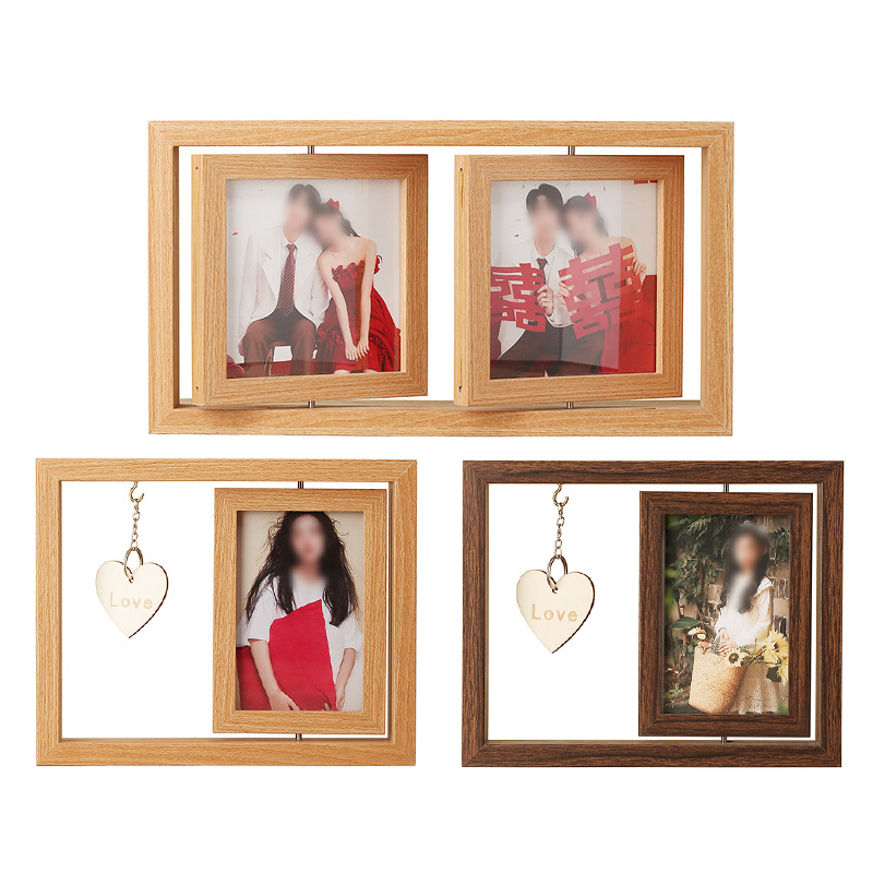 Creative Rotating Table Leaf Carving Table Double-Sided Photo Frame Empty Frame Multi-Function with Accessories Display Frame Manufacturer Wholesale