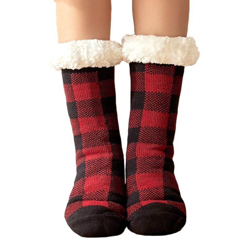 Floor Socks for Women Adult Carpet Home Fleece-Lined Sleeping Lamb Velvet Bare Leg Postpartum Snow Slippers Socks Set