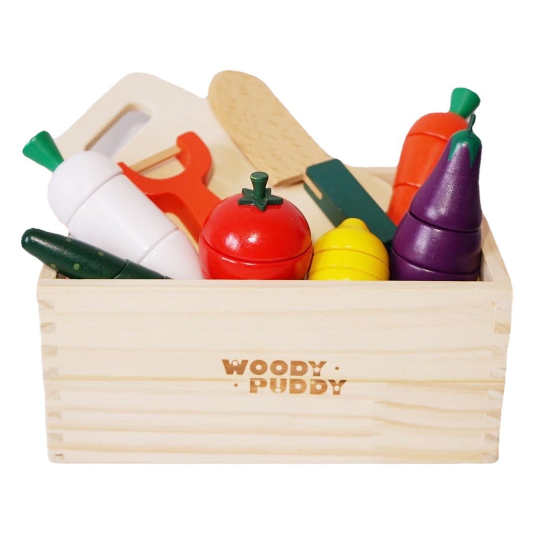 Children's Magnetic Cutting Kitchen Toy Wooden Girl Cutting Fruit and Vegetable Combination Play House Set Gift