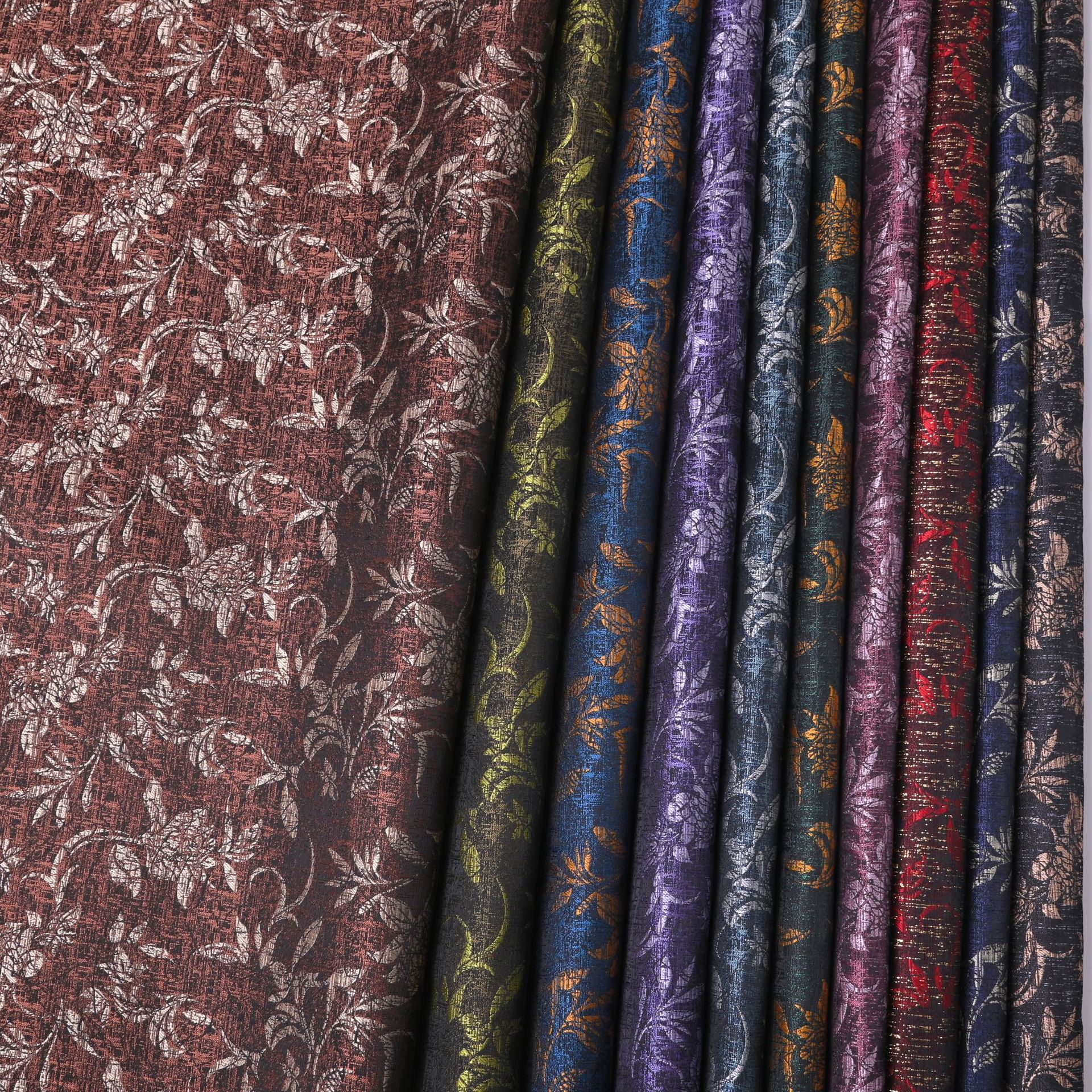 New fine jacquard fabric dark flower vine branches and leaves plant pattern retro clothing home décor fabric