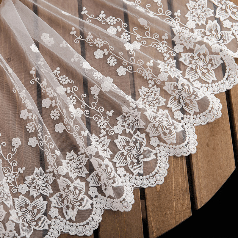 42CM wide white milk silk mesh embroidery lace clothing accessories diy skirt curtain decoration 34G